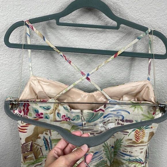 Vintage Maggie London Sweetheart Empire Waist Tropical Jungle Vacation Dress 12 - Picture 5 of 12